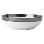 Emerson Coupe Bowl Rimmed in burnished Pewter Stoneware, Juliska\'s Emerson collection is elegant, rich and warm. This coupe bowl is subtly chic and ideal for generous portions. 