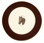 Lexington Charger This elegant pattern is the result of a wonderful collaboration wih Pickard, the premiere American china company since 1893.  Their proud tradition of excellence is a perfect match for our stately steed.  An L.V. Harkness pattern to give your table an exclusive look.  Available as shown with the standard horse head or with your own custom portrait or artwork. 

Please call store for delivery timing. 